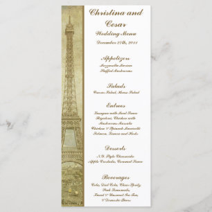 25 Cartões Menu Vintage Paris