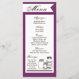 25 Cartões Menus Mason Jar Country Rustic Vases Bo