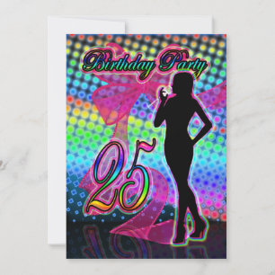 25 Convite de aniversário, Neon Com S Feminino