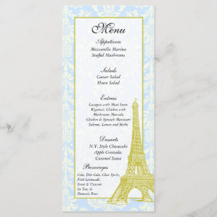 25 Etiquetas de Menu de Casamento Azul em Paris