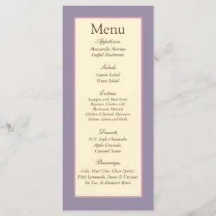 25 Etiquetas do menu Casamento Roxo Elegante