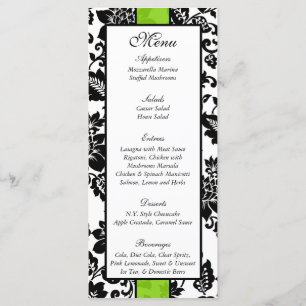 25 Menu Preto/Verde limão Floral Casamento tema da