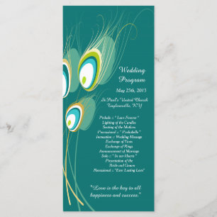 25 Programas Blue Peacock Feather Wedding Wedding