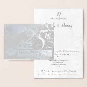 25 Silver Casamento Cinza de Convite