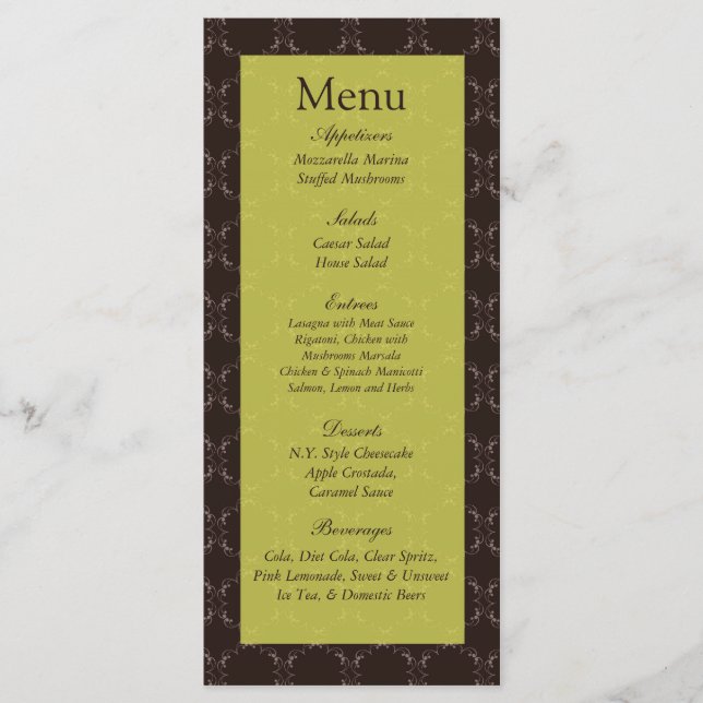 25 Vintage Brown/Green Wedding Menu (Frente)