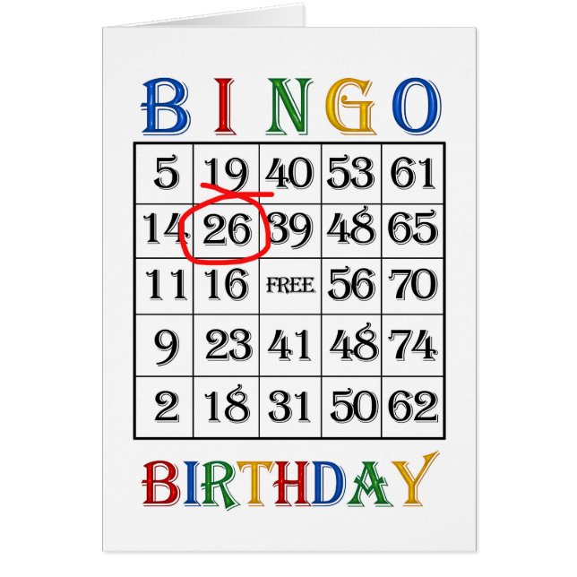 26.o Cartão Bingo de Aniversário (Frente)