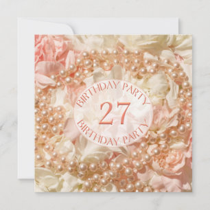 27º Convite de aniversário com pérolas
