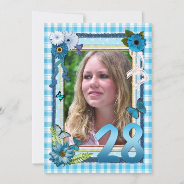 28º convite de aniversário de fotos (Frente)