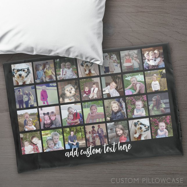 28 Grade de Colagem de Fotos - 1 Caixa de Texto -  (Custom Pillowcase)
