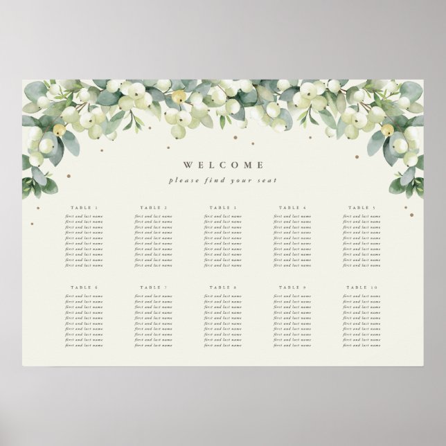 28x20" 10 Mesa de 10 Gráfico de Assentos Poster (Frente)