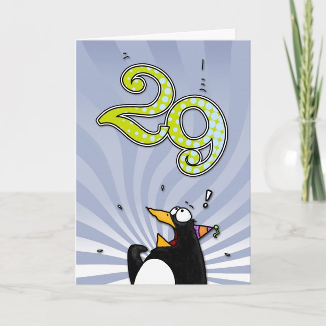 29.º Aniversário - Cartão Surpresa Pinguim (Frente)