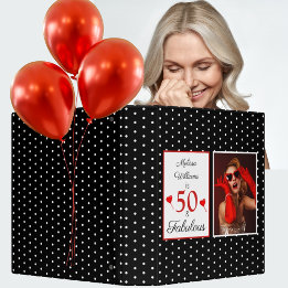 2.54cm Fichário 50 & Nome Fabuloso Foto Vermelho 50º aniversário B