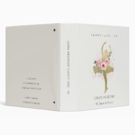 2.54cm Fichário Academia de Dançarinas Floral Dourada Blush