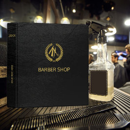2.54cm Fichário Barbeiro de luxo compra couro preto e olha ouro