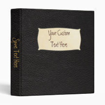 Binário Personalizado de Couro Preto de 1"
