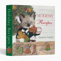 Binder de Receita Personalizada do Kitten de Natal