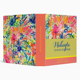 2.54cm Fichário Binder Floral - Binder de Nome Personalizado para
