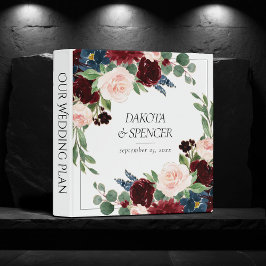 2.54cm Fichário Boho Bloom | Ramalhetes Vermelho Borgonha e Azul M