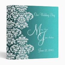 Damask Turquoise Wedder Binder