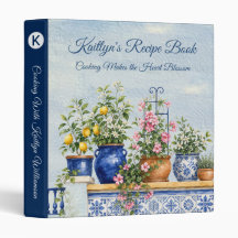 Elegante Livro de Receitas de Monograma Floral com