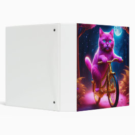 2.54cm Fichário Gato Rosa Em Um Caminho Cênico De Bicicleta De Our