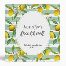 Livro de receitas com tema limão, personalizado, B