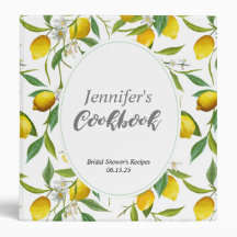 Livro de receitas com tema limão, personalizado, B