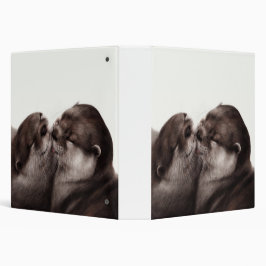 2.54cm Fichário Lontras se Beijando - Arte de Vida Selvagem Pintad