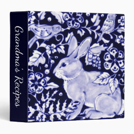 2.54cm Fichário Marinho Elegante Aves de Coelho Azul Dedham Delft