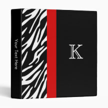 Na moda Zebra Stripe Monograma Três Binders