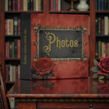 Old Victorian Red Rose Floral Photo Album