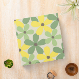 2.54cm Fichário Padrão de Flor Verde Amarelo Retroativo Y2K 70s