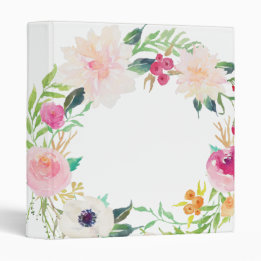 2.54cm Fichário Pasta floral moderna do branco da grinalda