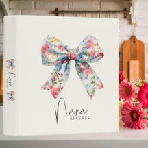 Pin Bow Floral nana Livro de Receitas 3 Argolas