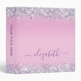 2.54cm Fichário Púrpura Glitter Confetti, Rosa Personalizado