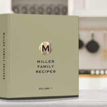 Receita da Família Monograma Dourada Metálica Sage