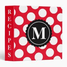 Receita do Monograma de Bolinhas Vermelha e Branca