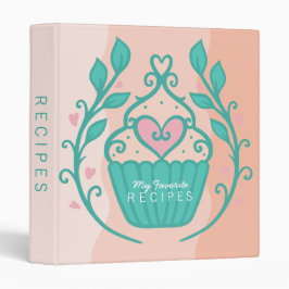 2.54cm Fichário Receita Favorita Coração e Ferida do Cupcake