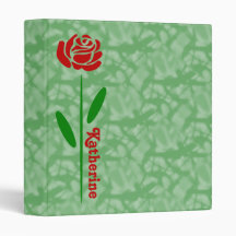 Rosa Vermelha Única Folhas de Caule Verde Personal