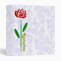 Rosa Vermelha Única Folhas de Caule Verde Personal