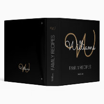 Roteiro Preto e Dourado de Monograma para Receitas