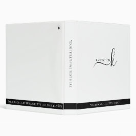 2.54cm Fichário Rótulo Monograma Moderno Preto Branco Escola Escri