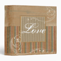 Rustic Brown Country stripes Album Foto de Casamen