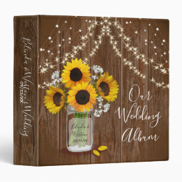 2.54cm Fichário Rústico Casamento Mason Jar Sunflower Bebês Breath