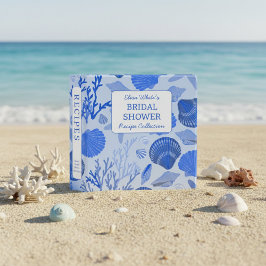 2.54cm Fichário Seashells Bridal Shower Elegant Blue CUSTOM Recipe