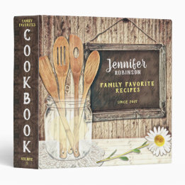 2.54cm Fichário Vintage com Mason Jar Cookbook