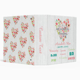 2.54cm Fichário White Wood & Heart Birth Stats Baby Girl Scrapbook