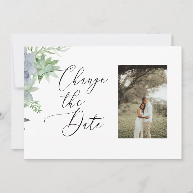 2 Altere o Cartão com fotos de Data - suculações (Frente)