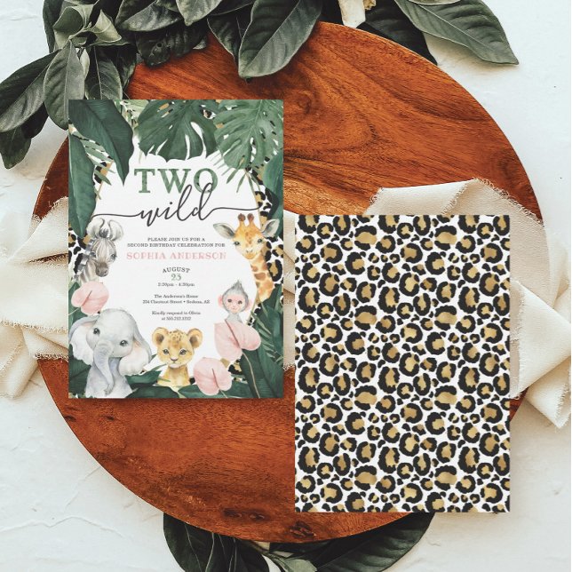 2 Animais Selvagens Safari Convite de Aniversário (Criador carregado)