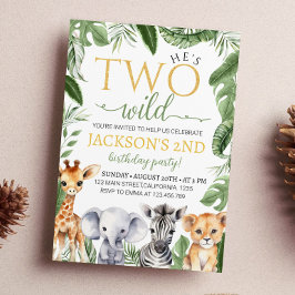 2 Animais Selvagens Safari Convite de Aniversário